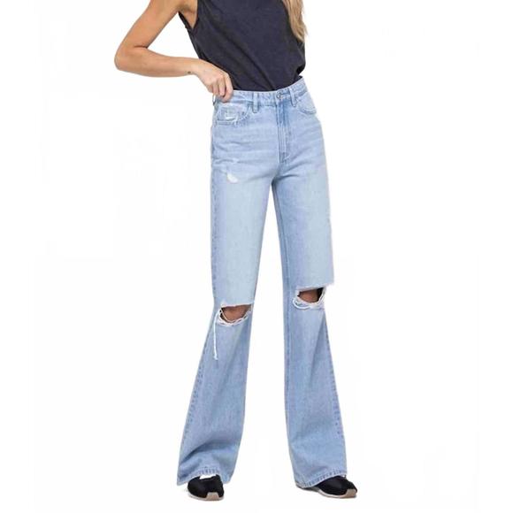 NEW VERVET BY FLYING MONKEY leslie 90's vintage flare jeans in blue - Picture 1 of 3